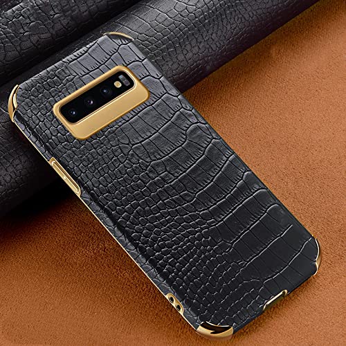 Coque en cuir crocodile noir pour Galaxy S22 Ultra et Note 20