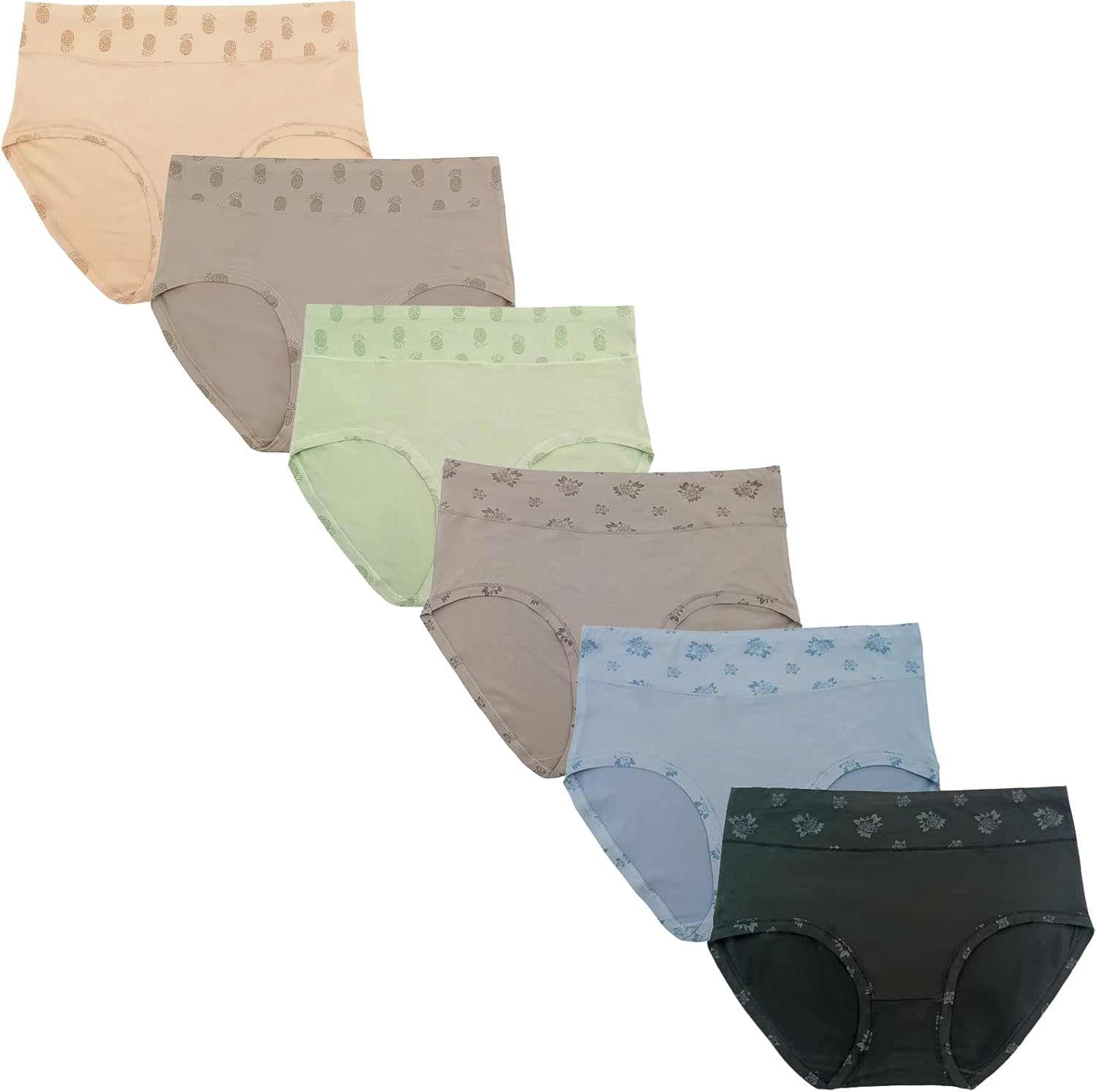 Womens Underwear XL-5XL Plus Size Mid High Waisted Ladies Briefs 6 Pack Full Coverage Panties Undies for Woman - Image 3