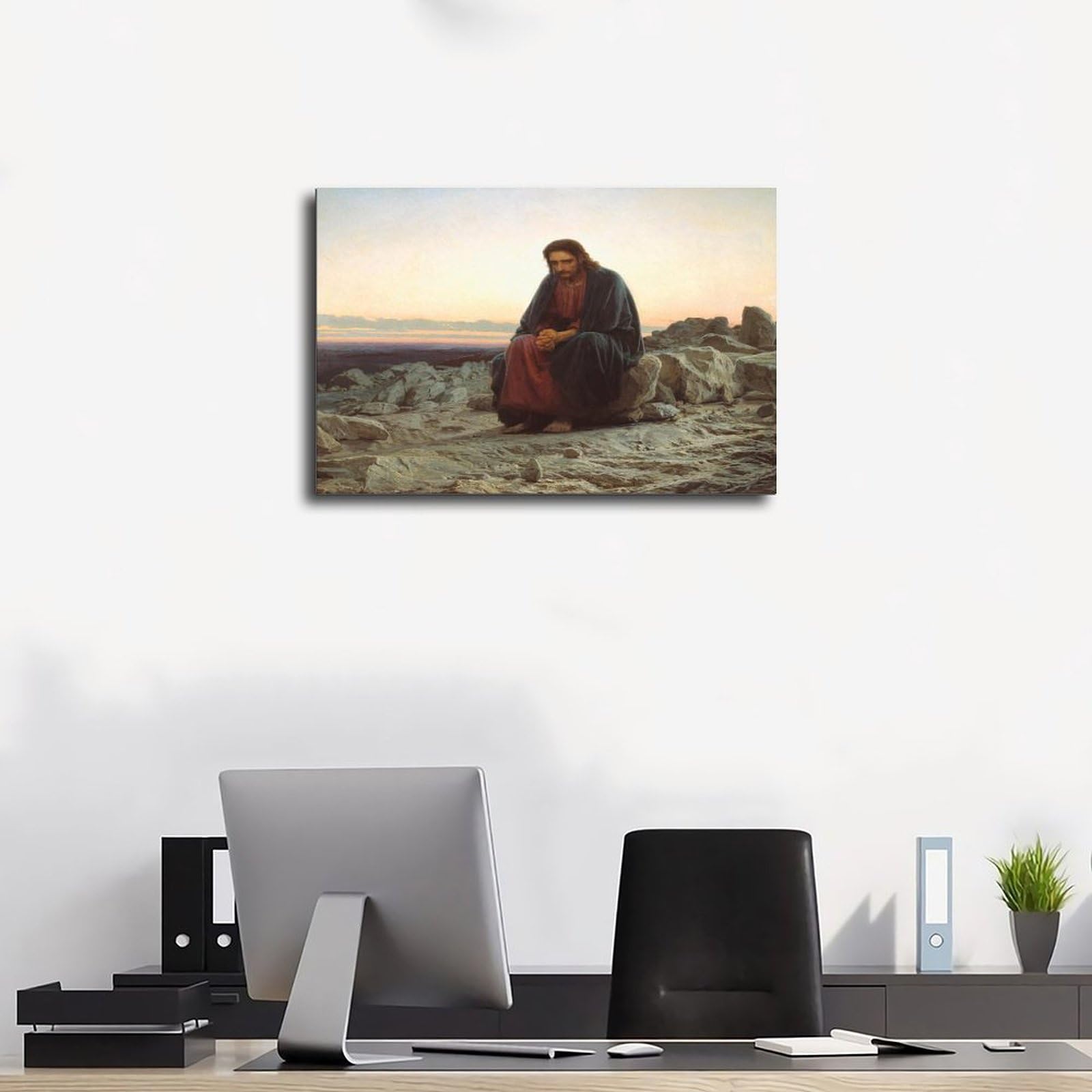 Ivan Nikolaevich Kramskoi - Póster de Cristo en el desierto desierto para dormitorio, lienzo decorativo impreso, arte de pared, oficina, habitación, decoración estética, regalo, sin marco, 20 x 30 i
