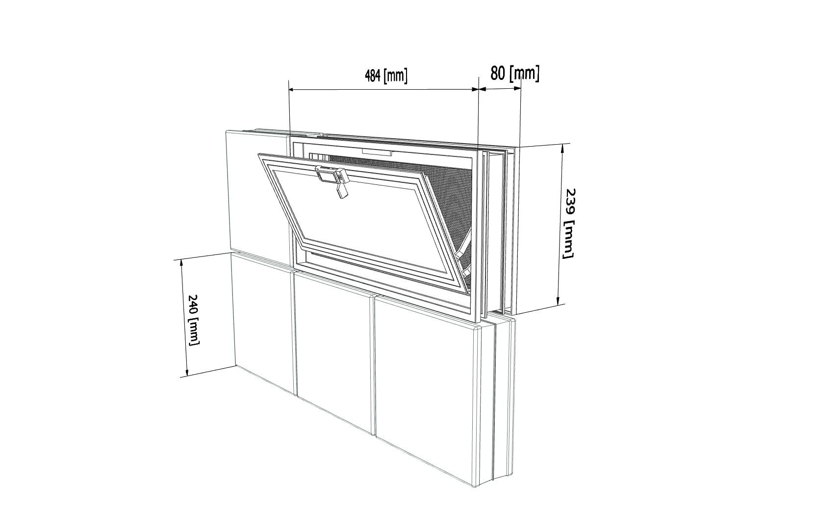 Fenêtre d’aération à insérer dans un mur en briques de verre ou en maçonnerie | Dimensions 48,4X24X8 cm | Unité de vente 1 fenêtre
