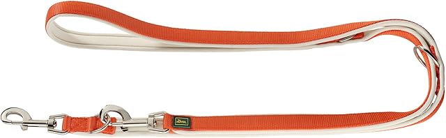 HUNTER Neoprenowa regulowana smycz dla psów, nylon, wyściełana neoprenem, do uprawiania sportu i spędzania wolnego czasu, 2,5/200 cm, pomarańczowy/kremowy