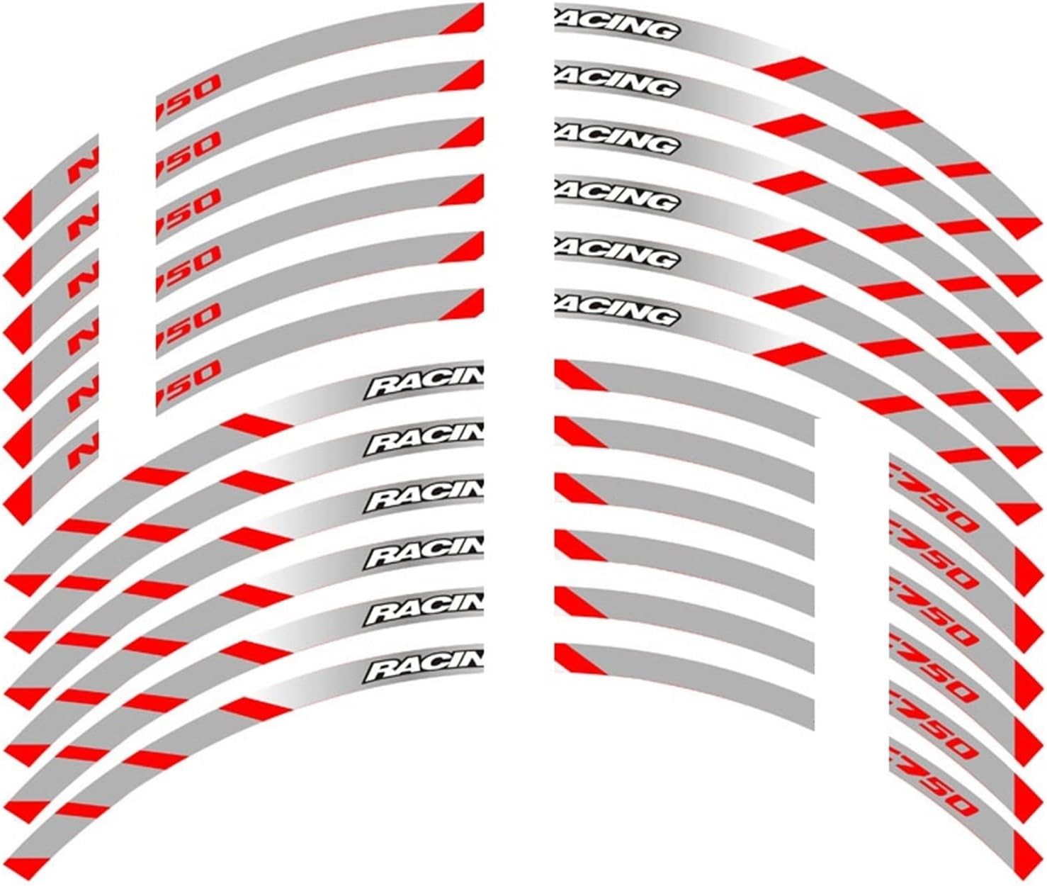 Decals for NC750 Motorcycle Front and Rear Wheels Edge Outer Rim Sticker Reflective Stripe Wheel Decals Wheel Stickers(B Red)