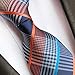 MENDENG Men's Neckties Orange Blue Tie Plaid Stripe Mens Ties Silk Ties for Men Wedding Party Groomsmen Classic Formal