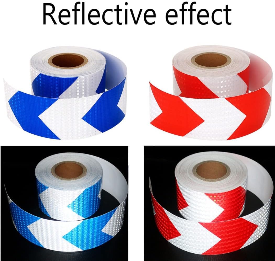 Nastro riflettente, autoadesivo freccia riflettente nastro di avvertimento multicolore (rosso + bianco)