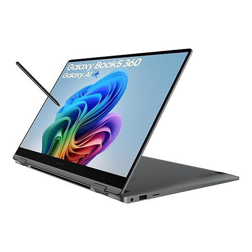 Samsung Galaxy Book5 360, Copilot+ PC (2025) 15.6", Intel Core Ultra 5 Processor, S Pen Included, 16GB RAM, 256GB Storage, Grey