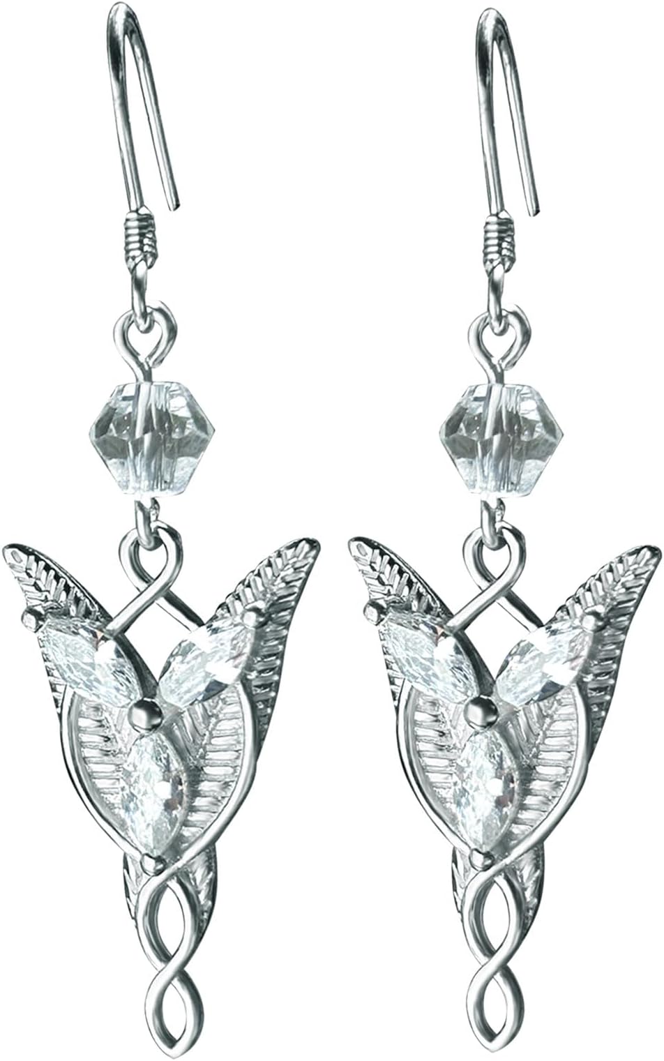 Bahamut 925 Sterling Silver Lord of Ring Arwen Evenstar Earrings for Women Girls, Dangle Drop Earring,Elves Jewelry Gifts