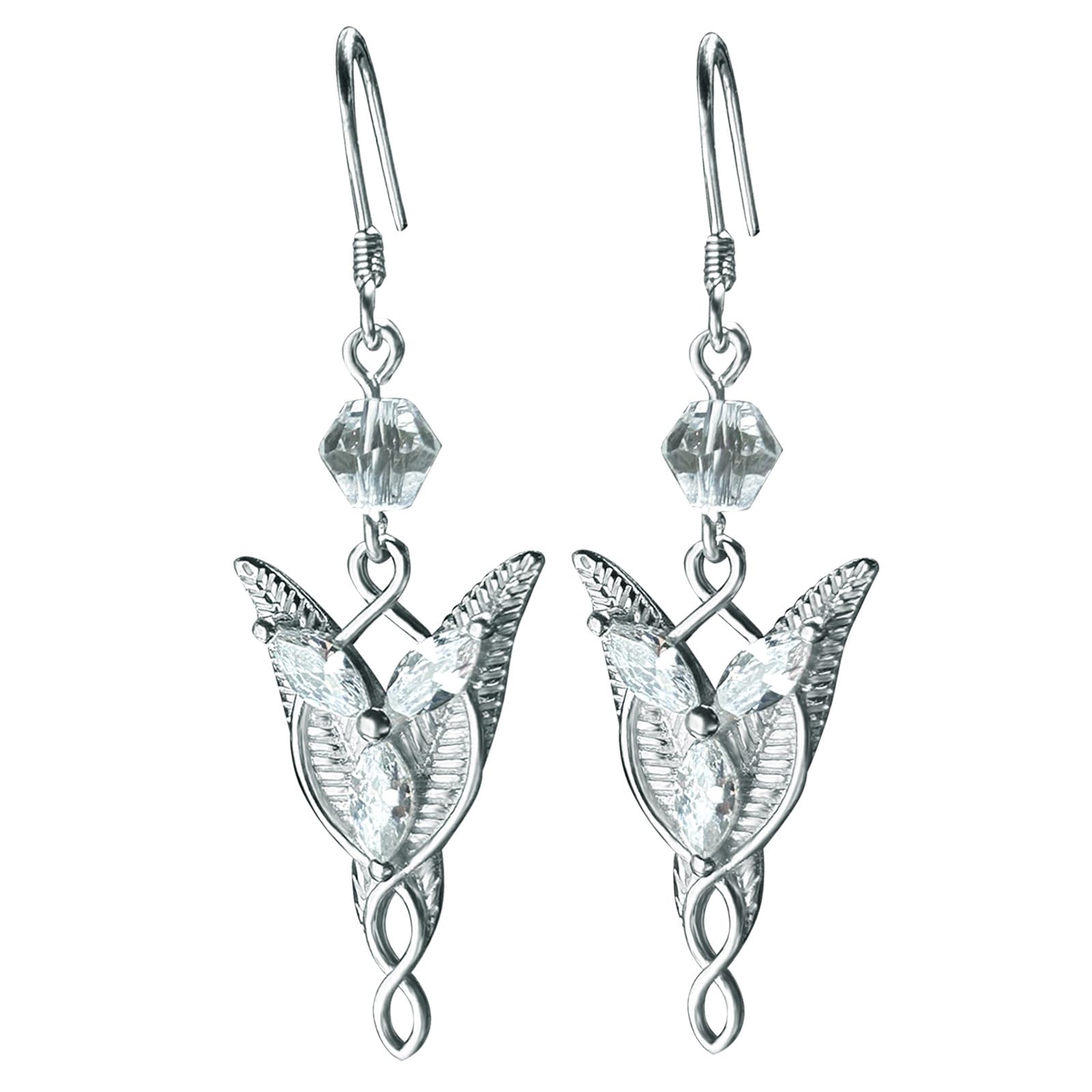 Bahamut 925 Sterling Silver Lord of Ring Arwen Evenstar Earrings for Women Girls, Dangle Drop Earring,Elves Jewelry Gifts