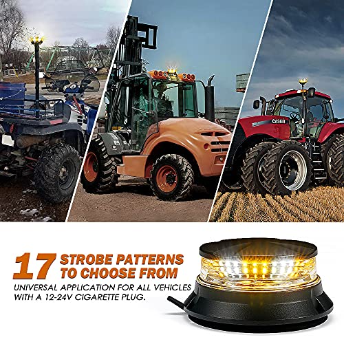 Image of Xprite LED Visibility Beacon Light, 4.5 Inch Super Bright Forklift Roadside Caution Lights with Magnetic Base, 12-24V for Construction Truck, Utility Vehicle, Tractor, Golf Carts-White Amber