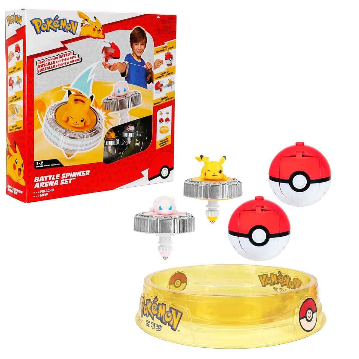 Pokemon Battle Spinner Arena Set - Pikachu & Mew, Spinner With Figures, Head-to-Head Spin-Launch Battle, Official Playset, Play Toy Gift