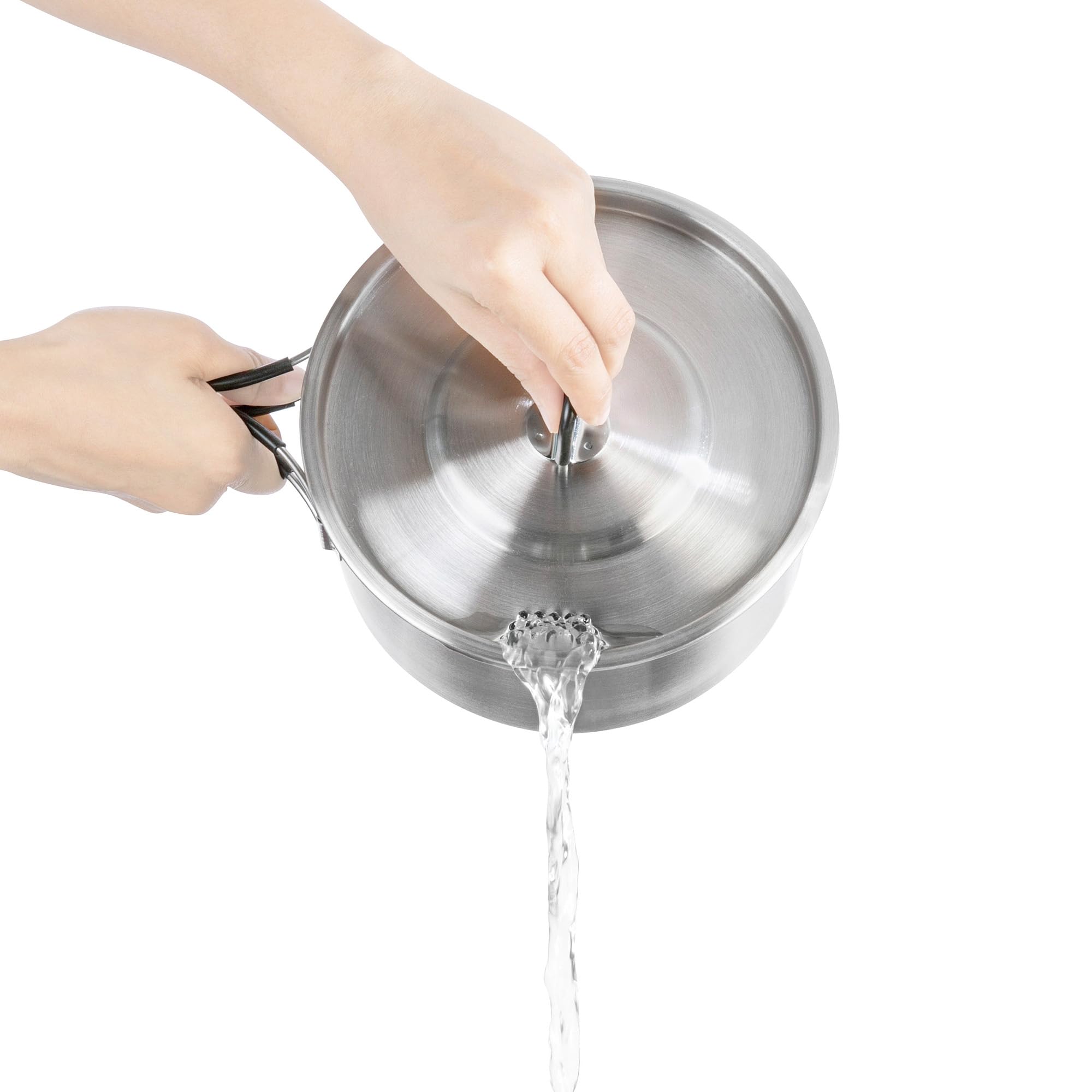 Tatonka Kettle II (1,0/1,6 l) – garnek do gotowania na świeżym powietrzu ze stali nierdzewnej ze skalą objętości i pokrywką z funkcją sitka, pojemność 1/1,6 litra