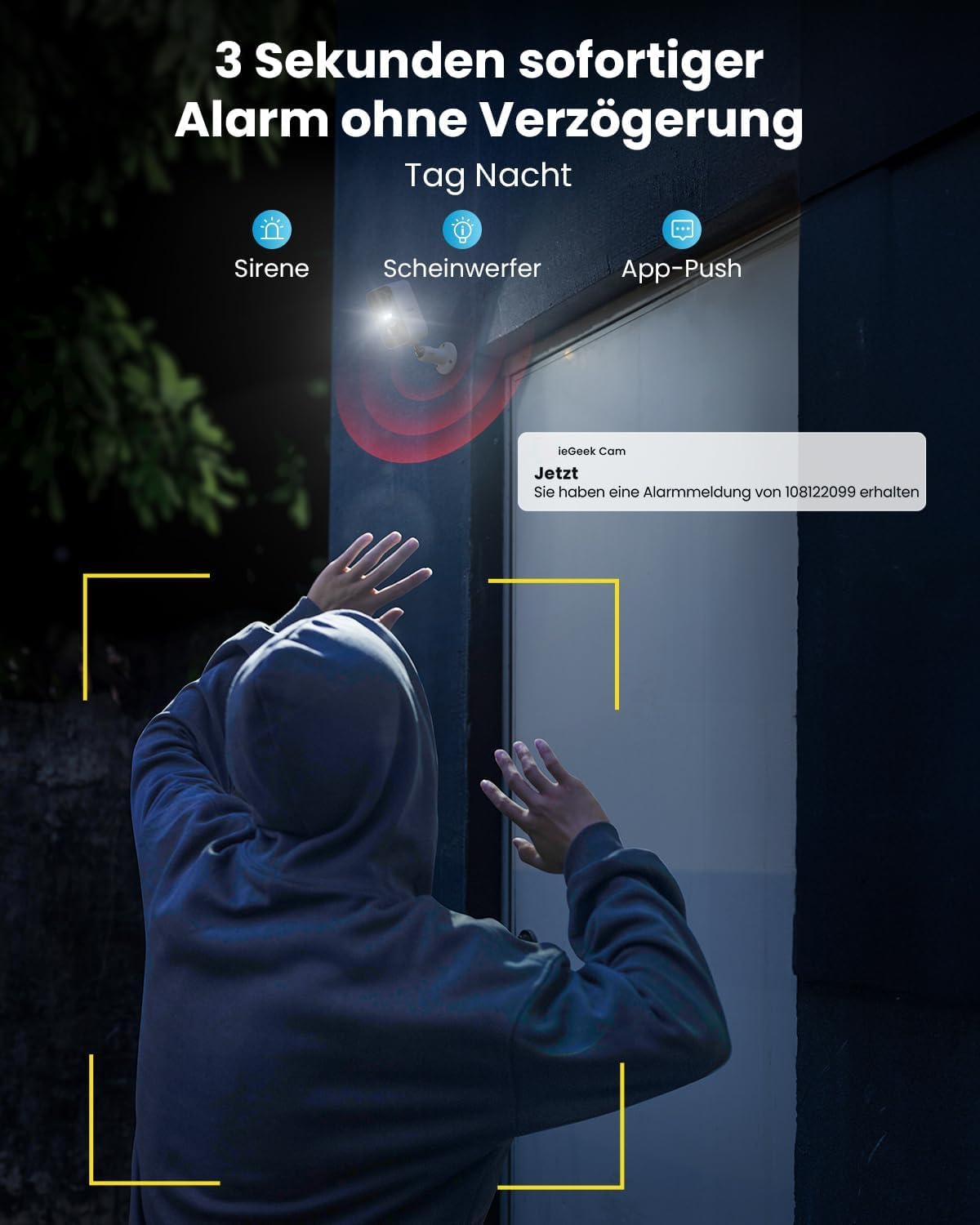 ieGeek 5MP Überwachungskamera Aussen Solar: Kamera mit Akku, 2.4GHz WLAN