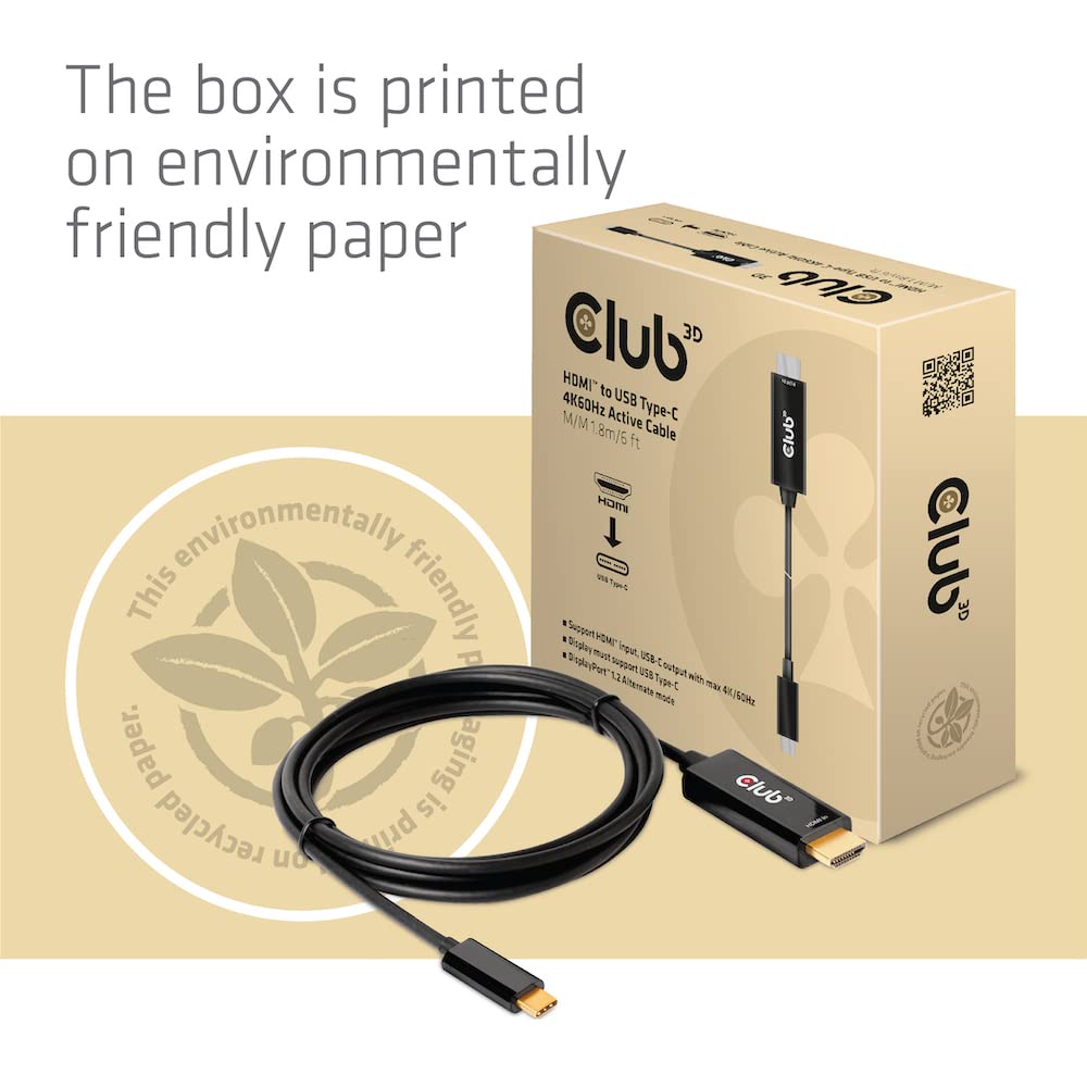 Club3D HDMI™ na USB typu C 4K60Hz aktywny kabel szt./szt. 1,8 m