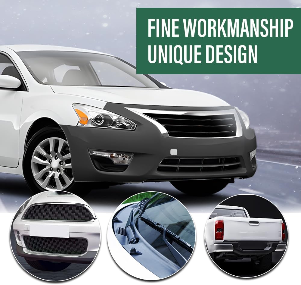 LQI Primed Black Front Bumper Cover Fit Nissan Altima Sedan 2013-2015,W/o License Plate Provision & Parking Aid Sensor Holes, With Tow Hook Hole and Fog Light Holes 620223TA0H, NI1000285
