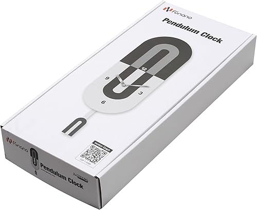 Miniatura 4 de Reloj de pared de péndulo ovalado vertical clásico, moderno, blanco, negro y gris claro, MDF, 18.3 x 5.7 x 1.8 pulgadas, con caja de regalo blanca