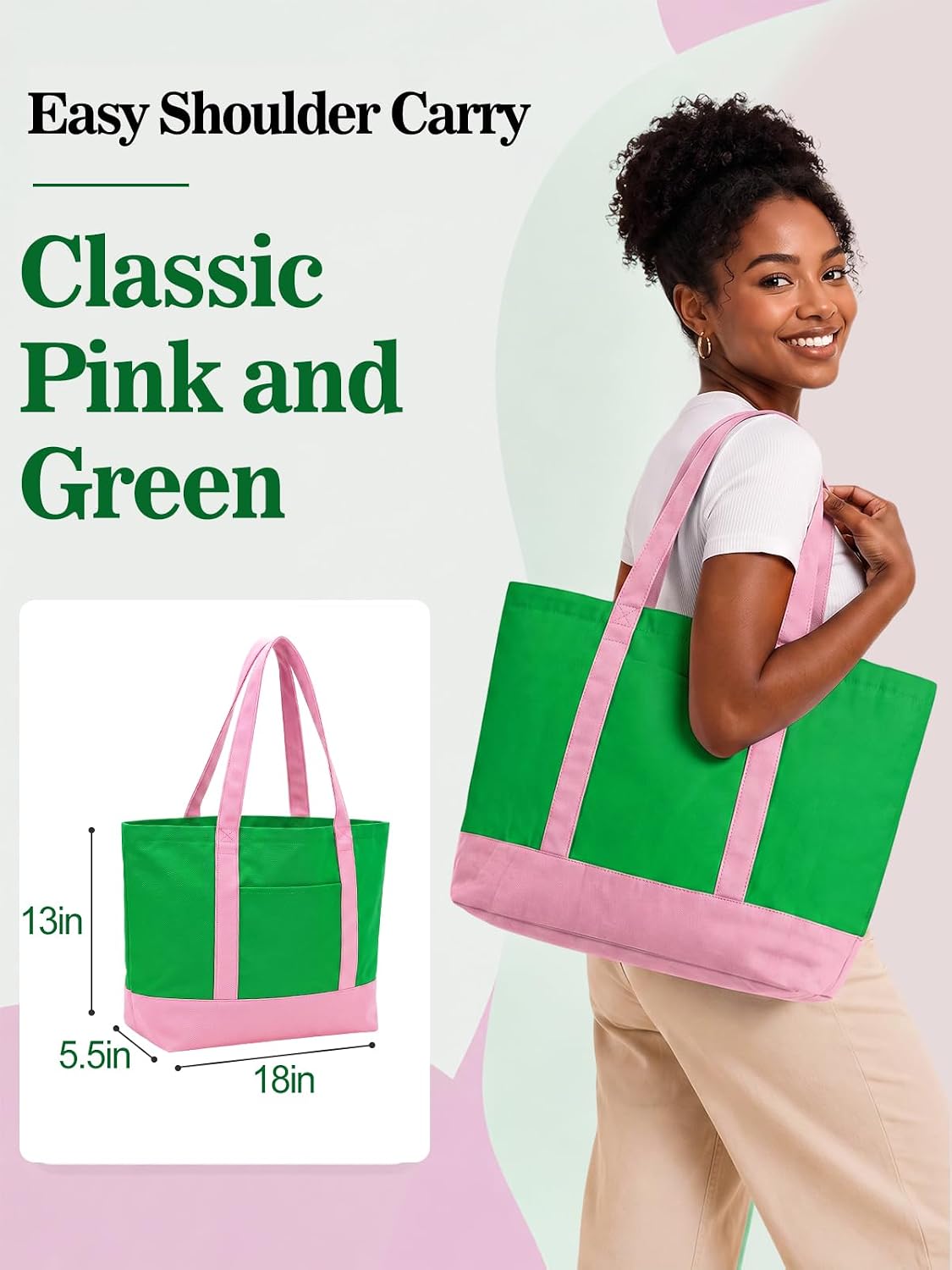 22L Large Canvas Tote Bag for Women Friends Sisters Gifts School College