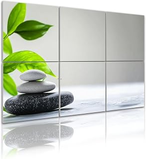 Art Acoustic Panels stones green Leaves riskus sun shadows white gray concrete 6 Pack Decorative Sound Absorbing Wall Panels 72x48" Noise Canceling Soundproof Padding Room Decor for Office