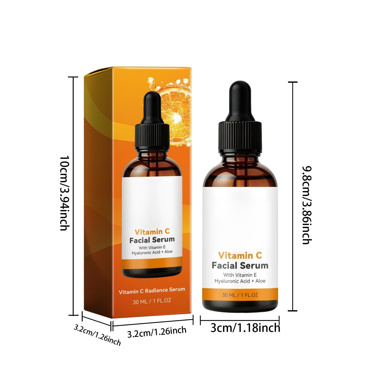 Serum witaminy C - Serum przeciwstarzeniowe Witamina C z kwasem hialuronowym, witamina E, aloes - Serum świecące dla ciemnych plam, cienkie linie i zmarszczki, przeciw ciemnemu kołu, przeciw