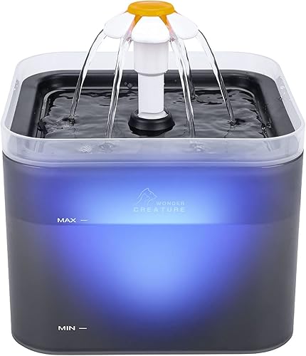 Miniatura 8 de Fuente de agua para gatos, fuente de agua automática de 2L/67oz para gatos, dispensador de agua para mascotas con luz LED y filtro para gatos y