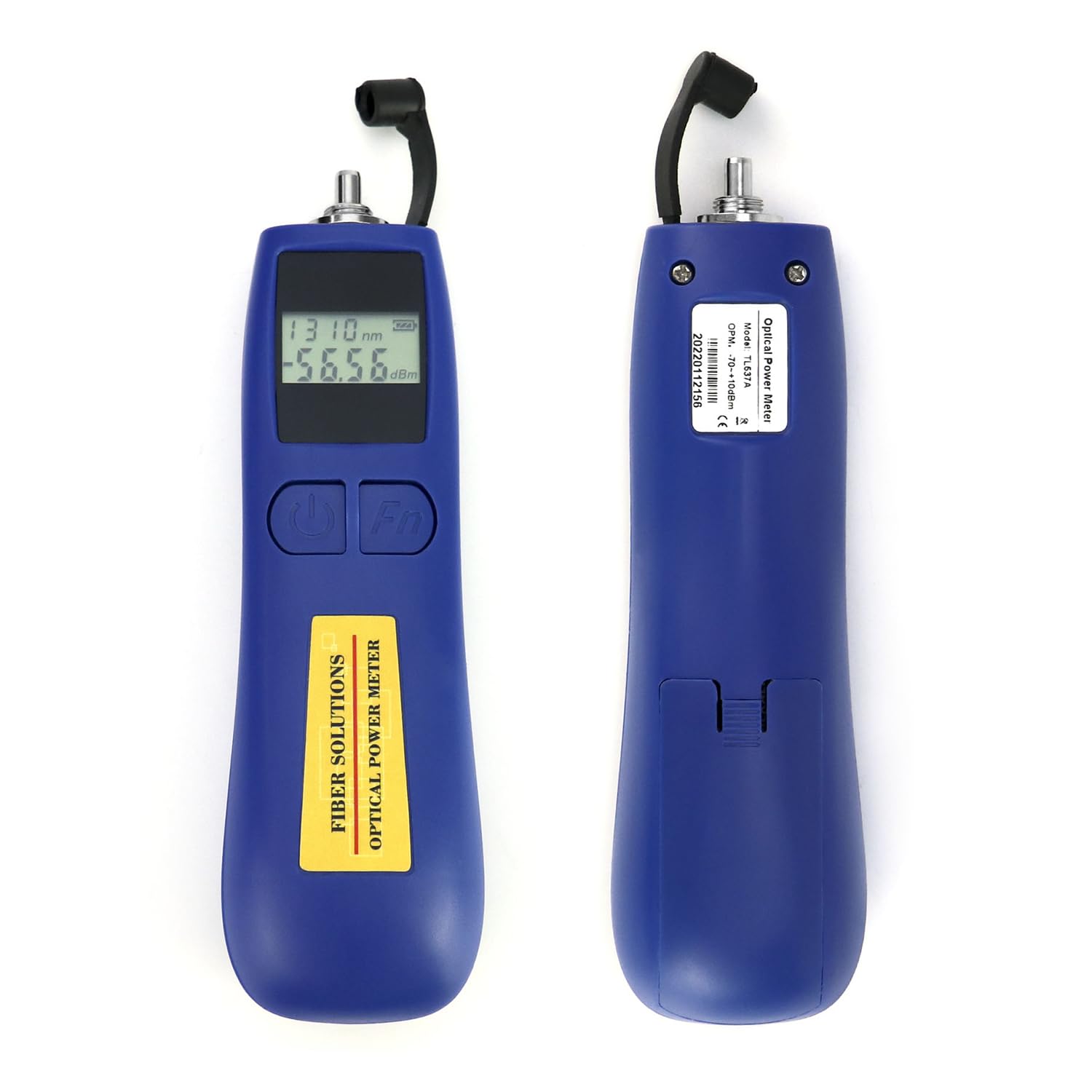 QWORK 2 Pack Optical Power Meter, -70~+10 dBm, with Universal 2.5mm Interface, Fiber Light Meter for Testing 6 Calibration wavelengths,Blue