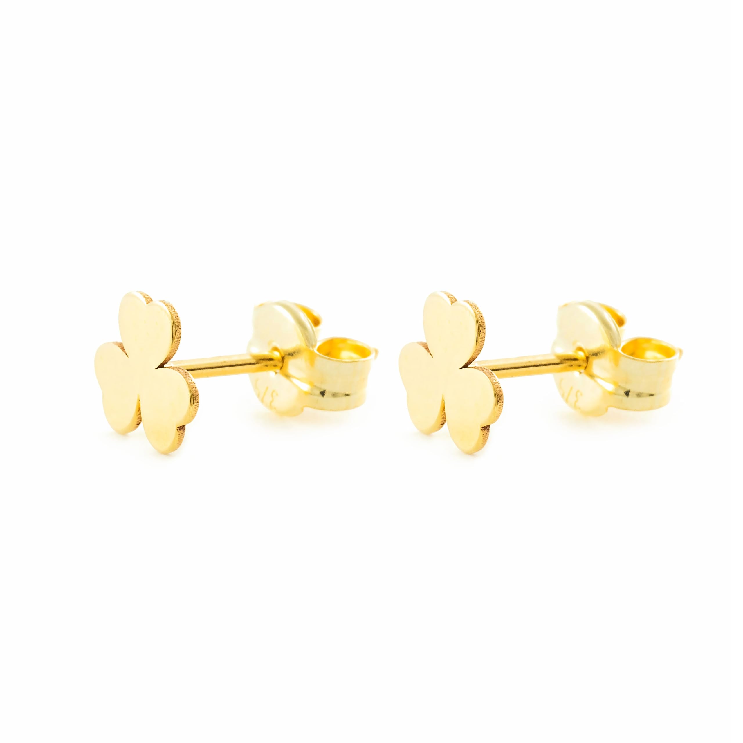 Damen & Kinder Kleeblatt Ohrringe Gelbgold 9K - Garantiezertifikat - Mondepetit - 2671