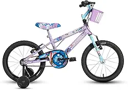 Bicicleta Infantil Aro 16, Lilás e Azul, Quadro em Aço Carbono, com Rodinhas Laterais, Cestinha Frontal, Tema Lilo Stich, para 4 a 8 Anos Husky