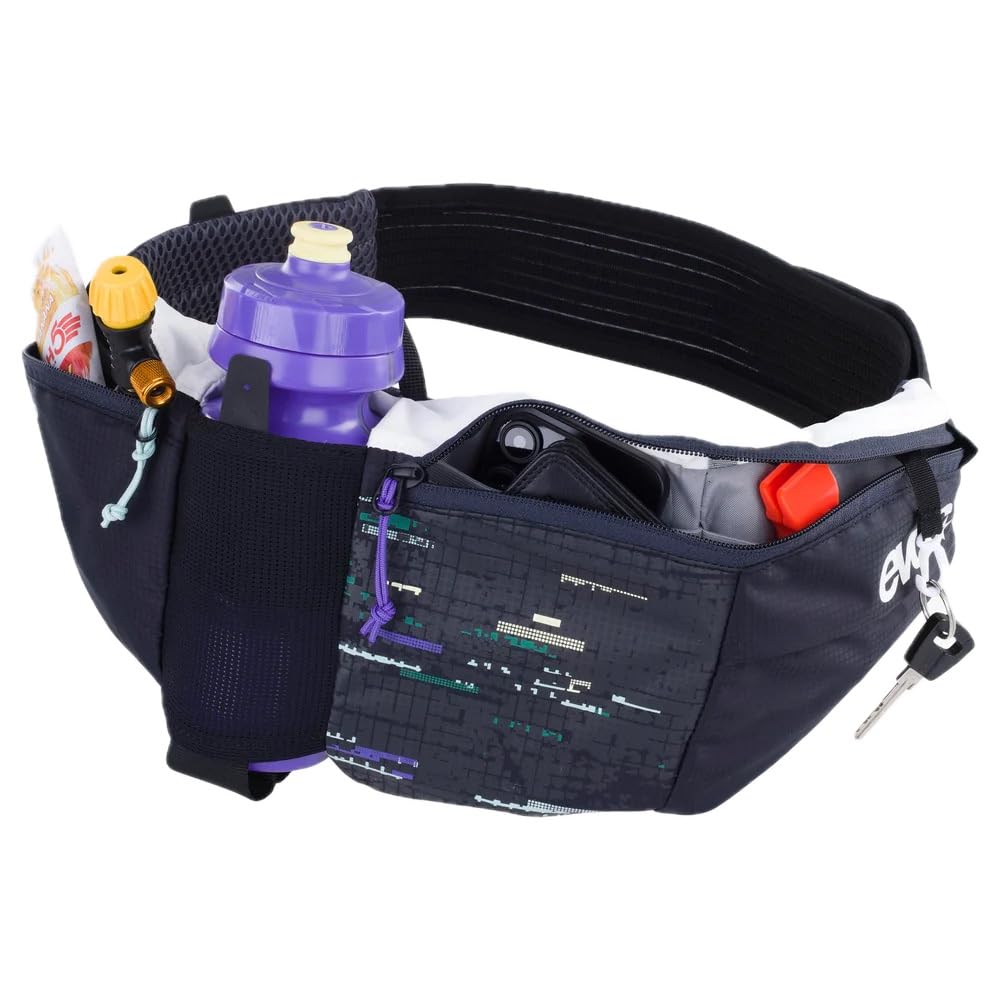 EVOC HIP POUCH PRO Torba biodrowa z butelką o pojemności 550 ml, torba na pasek (dobrze wentylowana i lekka torba biodrowa z AIRO FLEX, bezpieczne i wygodne dopasowanie), wielokolorowa