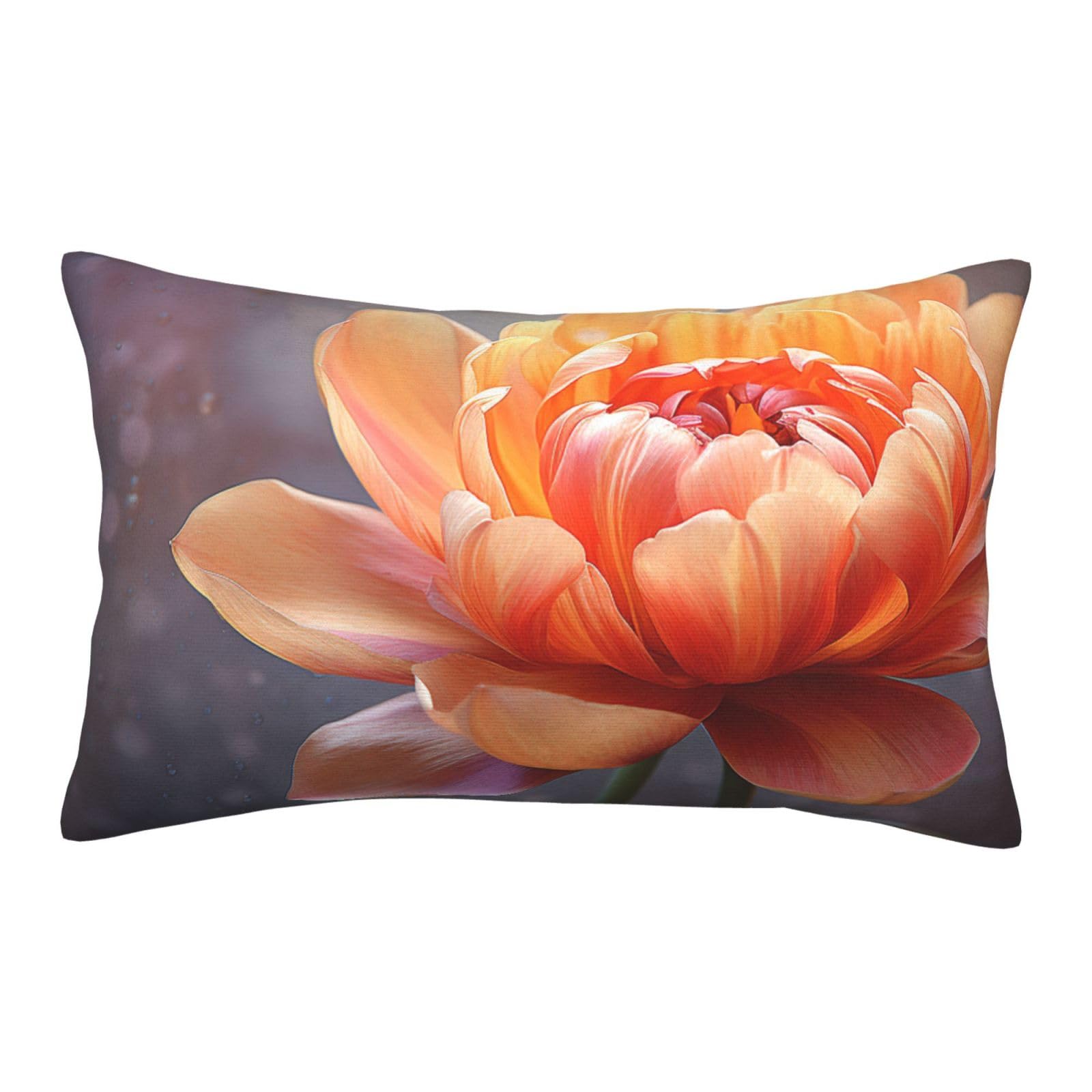Velvet Pillowcases 14"x20" Ultra Soft Breathable Pillow Cases, Luxury Fuzzy Throw Pillow Covers with Zipper, Flower Bloom Pillow Shams All Seasons Decorative Cushion Cases for Couch