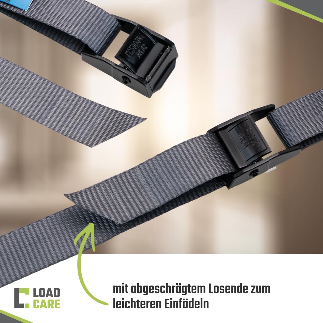 Set di 4 cinghie di fissaggio in due pezzi da 4 m, con chiusura a morsetto, cinghia di fissaggio rapida per linea aerea, guida di ancoraggio 175 daN (antracite)