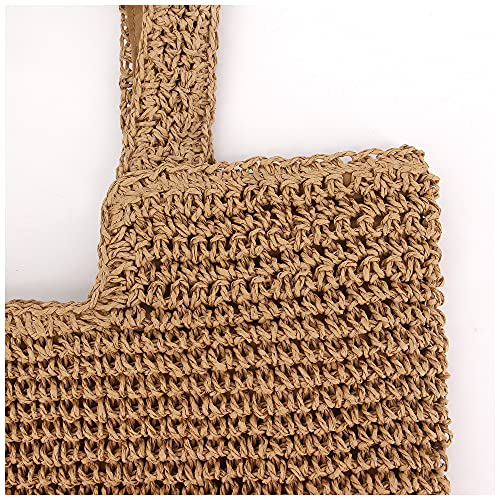 Image of Naimo Women Straw Beach Shoulder Bag Woven Tote Handbag Large Handmade Weaving Summer Casual Hobo Bag
