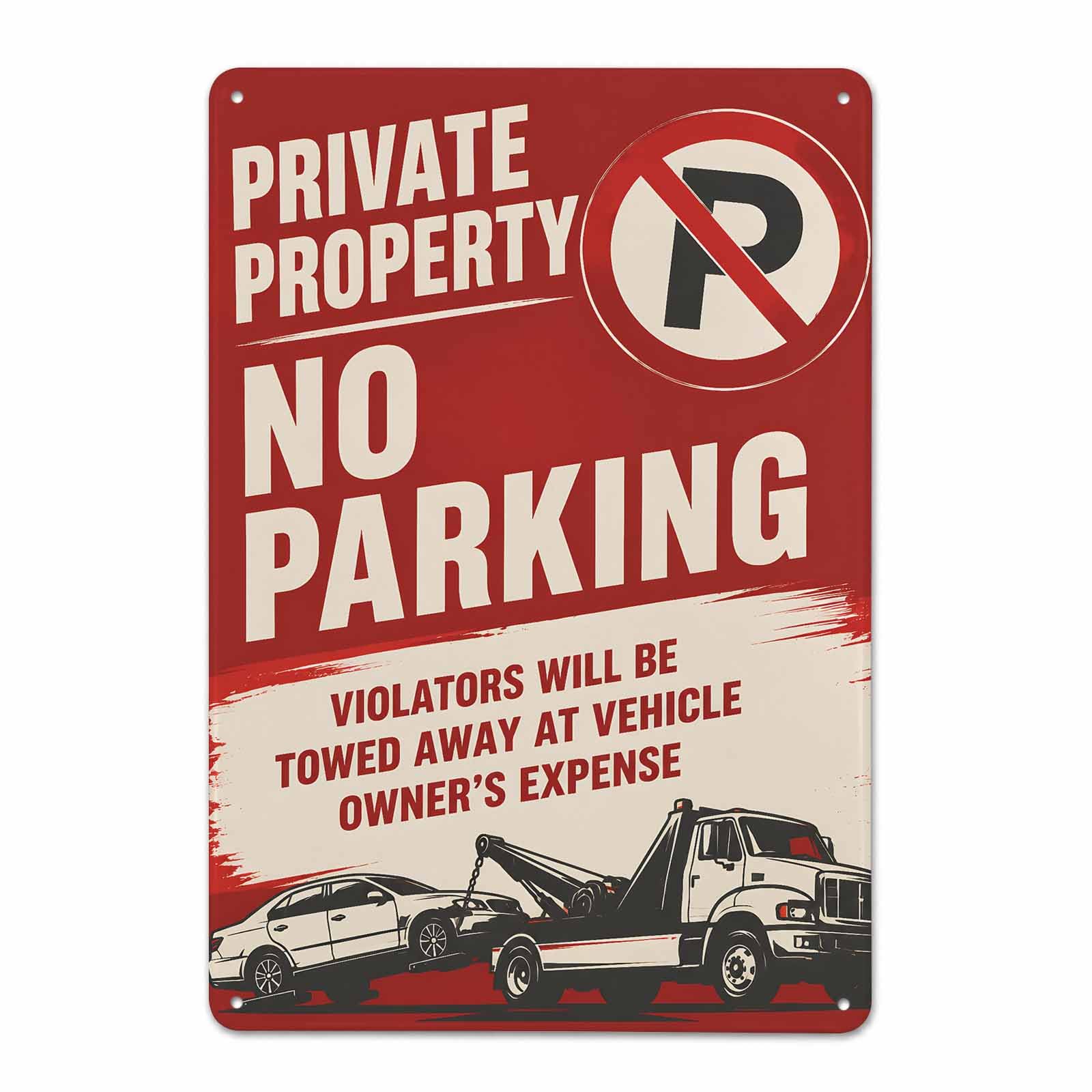 Private Property No Parking Vintage Metal Tin Sign 8x12,Waterproof