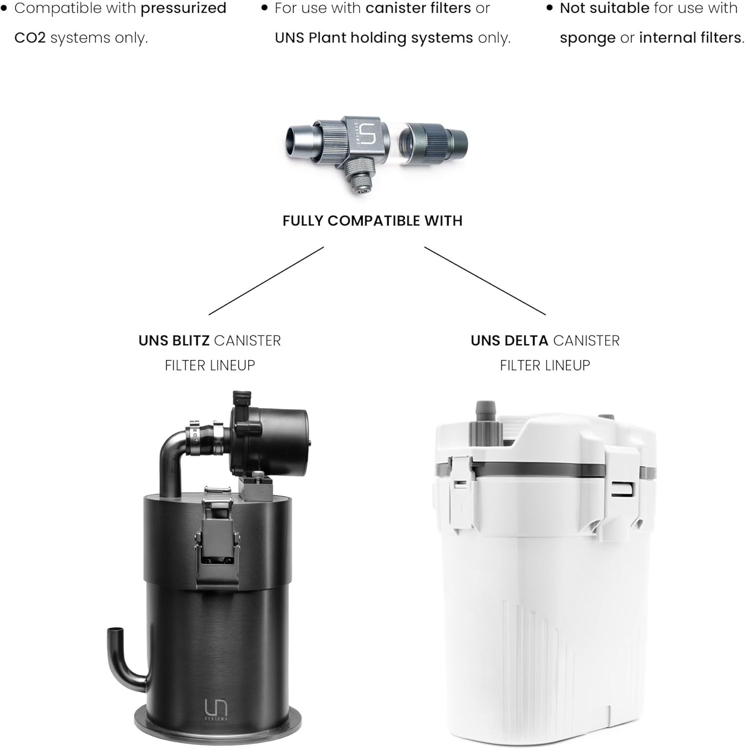 UNS Pro Inline CO2 Diffuser - Aluminum, High Gas Dissolution Diffuser for Freshwater Planted Aquarium - Aquascaping Tank External Canister Filter Accessory for 5/8in or 16ID Tubing- Space Gray, 16mm