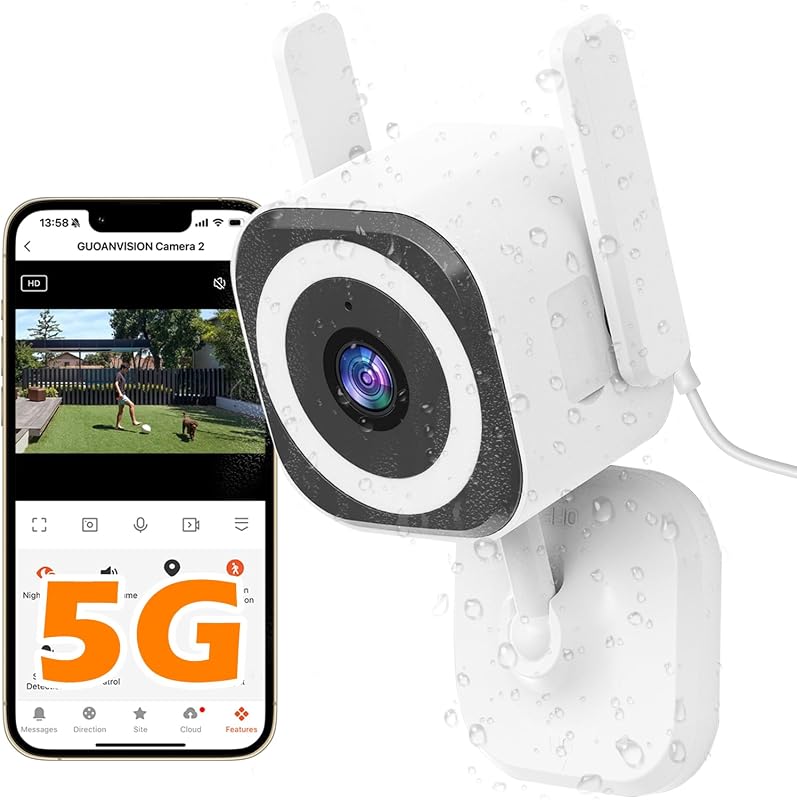GUOANVISION 5G 2K WiFi Biztonsági Kamera Beltéri Kültéri IP66 Vízálló Éjjellátó