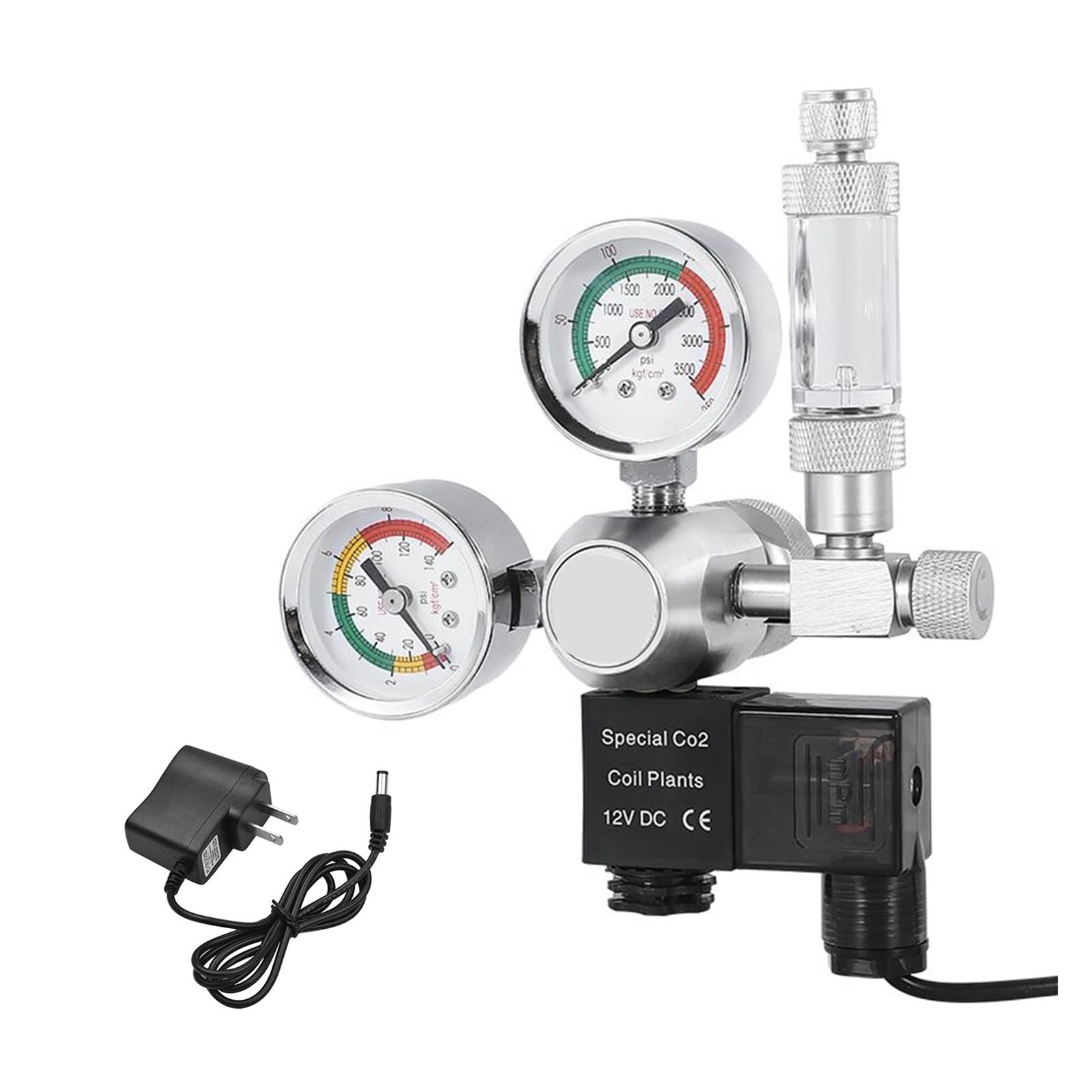 Regulador de CO2 for Acuario, regulador de dióxido de Carbono Resistente al Agua con medidores Grandes, solenoide Contador de Burbujas for Cilindro de Interfaz W21.8