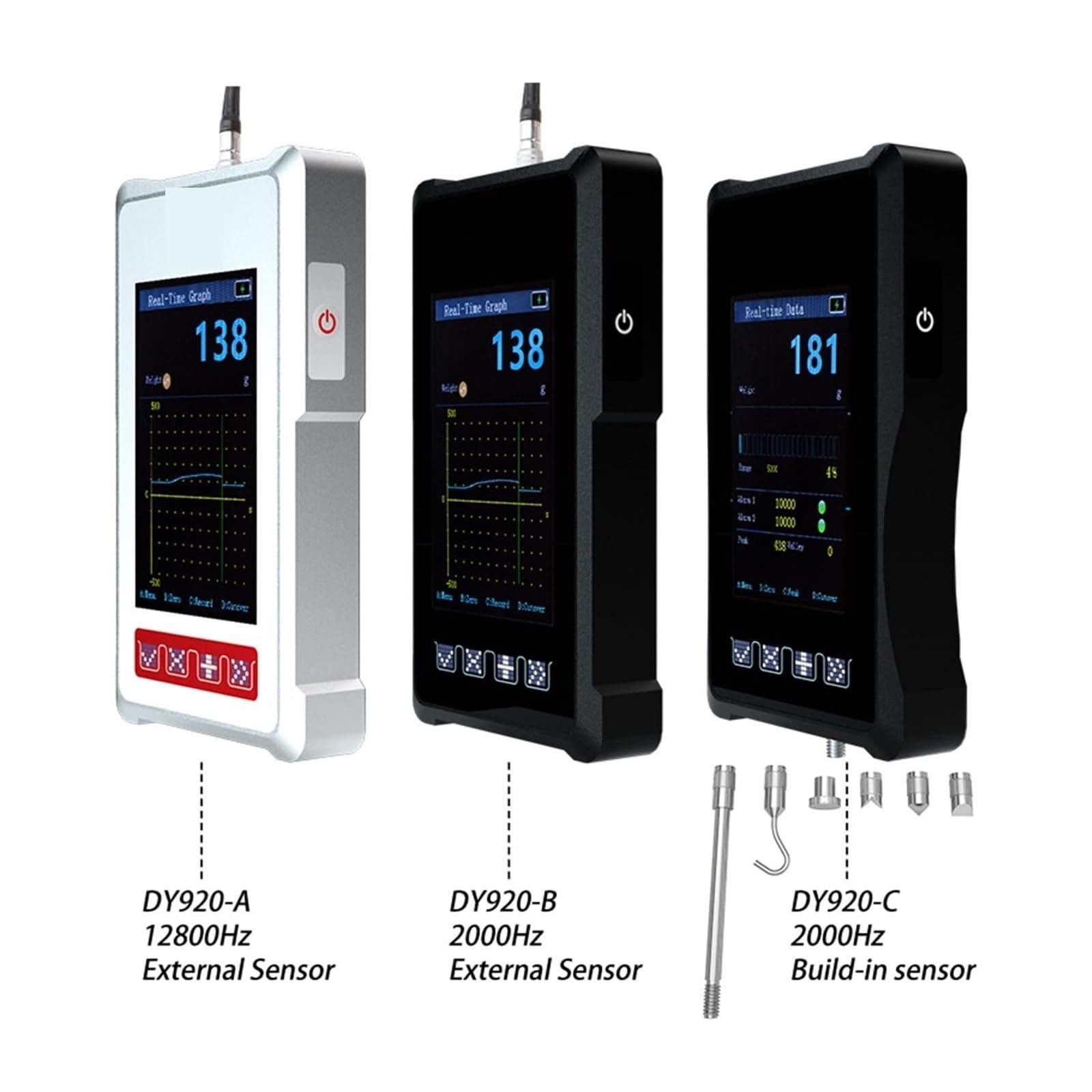Misuratore di Forza, Misuratore Di Forza Portatile, Dinamometro Manuale Digitale per test industriali | Strumento Misura, Indicatore Cella Carico Push(2000Hz (external sensor))