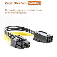 Vista 2 de CableCreation Cable adaptador de alimentación PCIe Express de 6 pines a 8 pines, paquete de 2, 4 pulgadas / 3.9 in