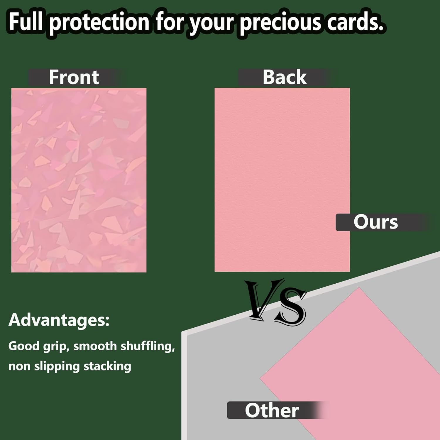100 Count Pink Card Sleeves for Trading Cards, Perfect Fit Shiny MTG Card Sleeves, Holographic Card Sleeve Fit for Magic, Photocard, TCG, Baseball/Sports Cards, Yugioh Card, Game Card 66 * 91 mm