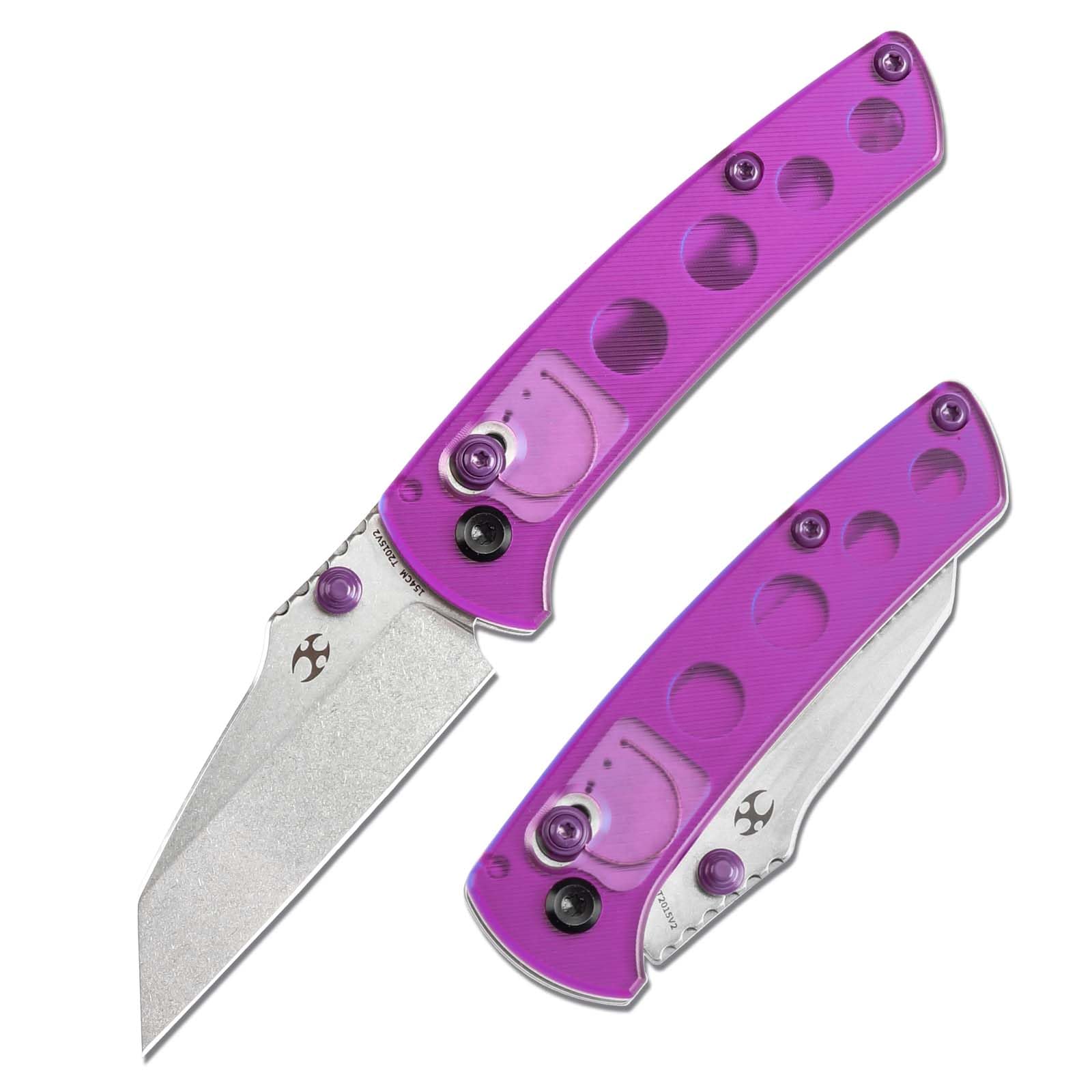 KANSEPT Little Main Street Pocket Folding Knives EDC Axis Lock Camping Knife 2.26'' Stonewashed 154CM Blade Knife with Purple Acrylic Handle for Men Women Everyday Carry T2015V2