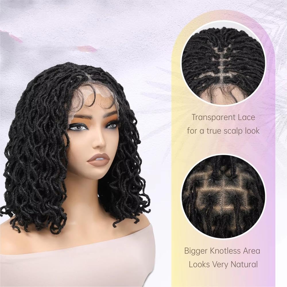 Haarpflege 12-Zoll-Dreadlock-Perücke Mit Voller Spitze Kurze Afro-Locken Künstliche Locs Leimlose Knotenlose Box-Zöpfe Leicht Für Alltag Und Party(1)