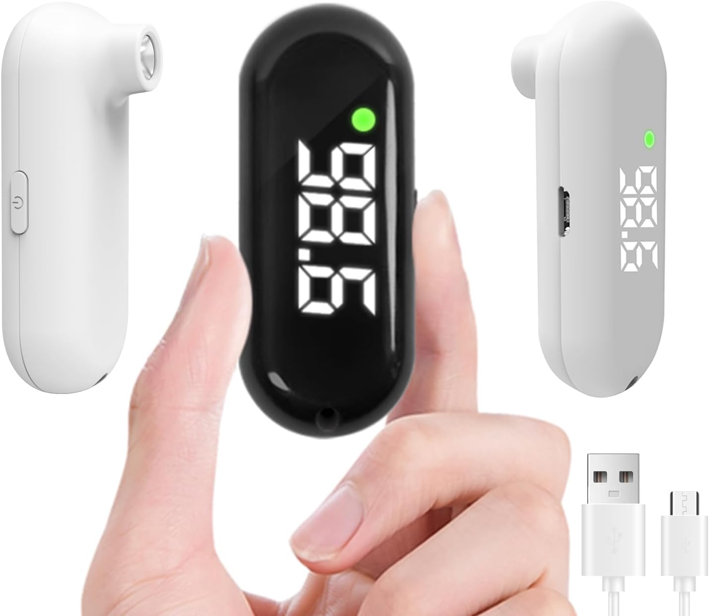 Medical Forehead Thermometer, Rechargeable Thermometer for Adults and Kids, Portable Infrared Digital Thermometer with Fever Alarm and LCD Display, Fast Accurate 1s Instant Results (Black)