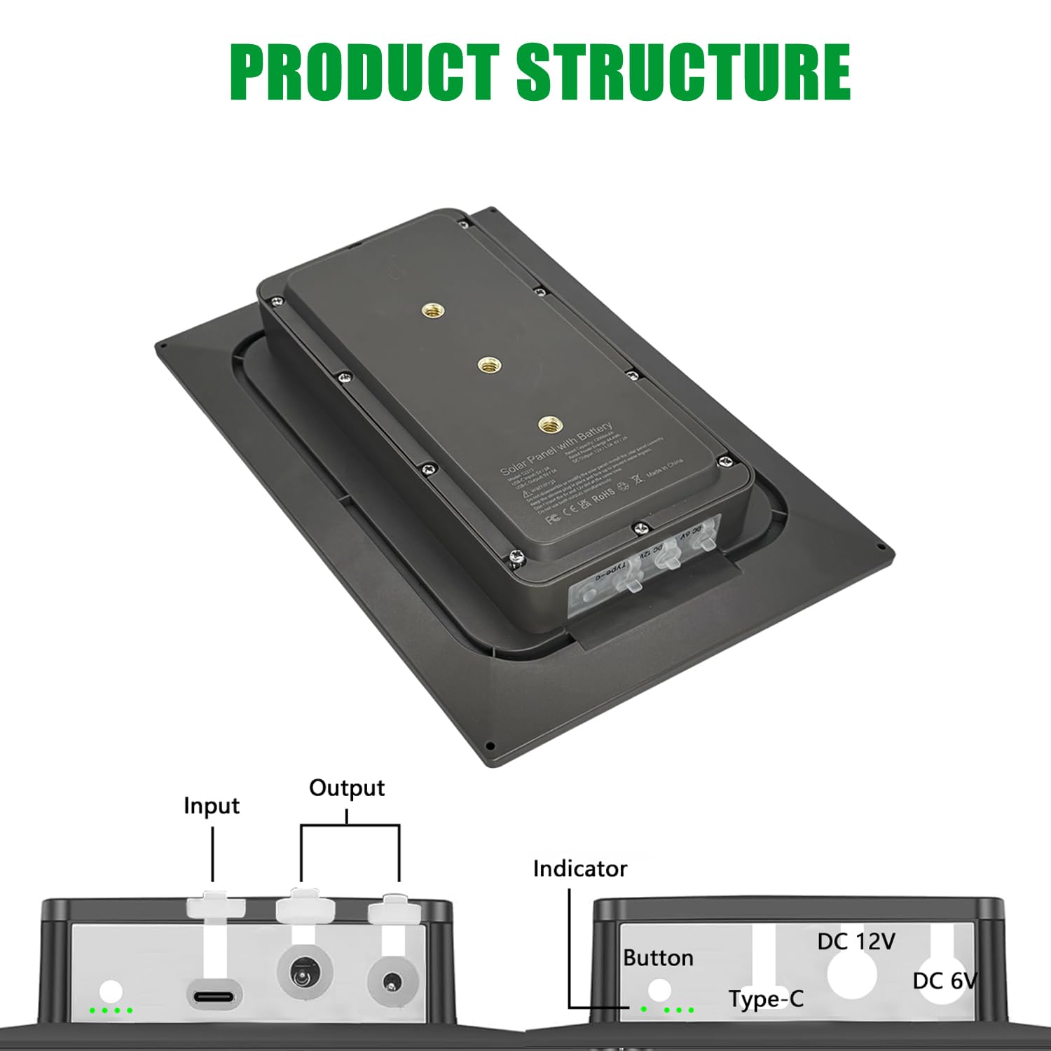 SLODA Trail Cameras Solar Panel, 12 V/1 A 6 V/1,5 A, batteria al litio ricaricabile IP66, impermeabile, per la caccia di fotocamere o cervi feeder (8 W 12000 mAh)