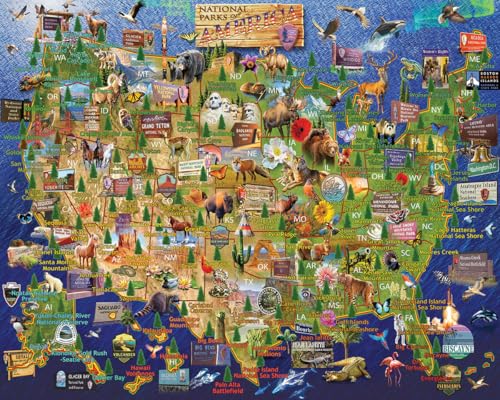 White Mountain Rompecabezas de 1000 Piezas Mapa de Estados USA y Parques Nacionales, Piezas Grandes, Regalo para Adultos y Familia, 24"x30" miniatura 2
