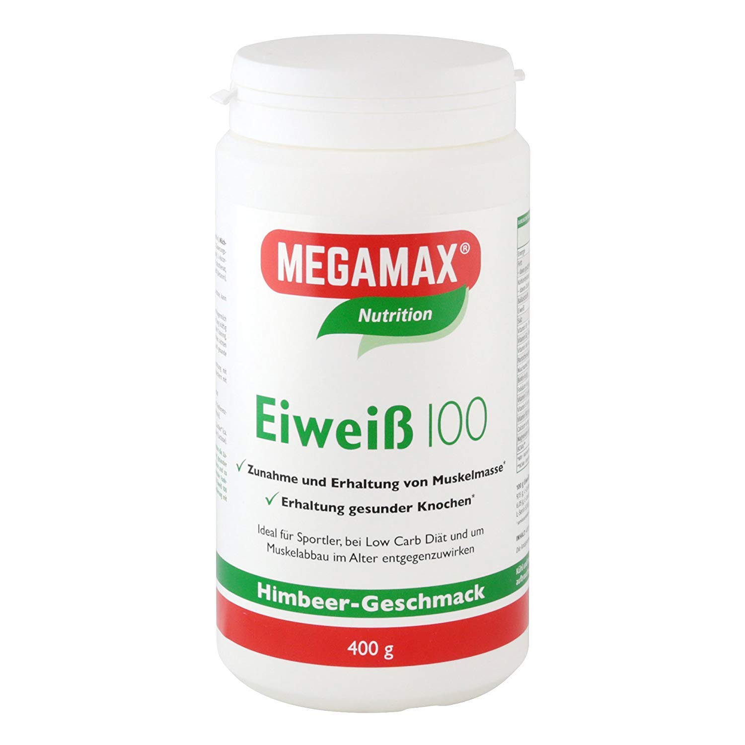 MEGAMAX NutritionEiweiß 100 Pulver Himbeer-Geschmack, 400 g Powder