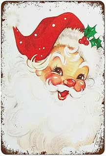 Metal Tin Sign Vintage Metal Signs Santa Christmas Sign Winter Wall Art Christmas Decor Vintage Wall Decor Retro Art Tin Sign Funny Decorations for Home Bar Pub Cafe Farm Room Metal Poster 8x12 Inch