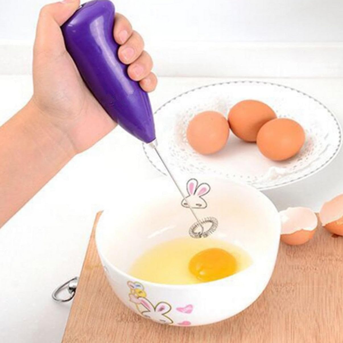 Hand Blender, Variable Speed, Turbo Function, Bell-Shaped Design, Plastic, 2 AA Battery Operated-image-23