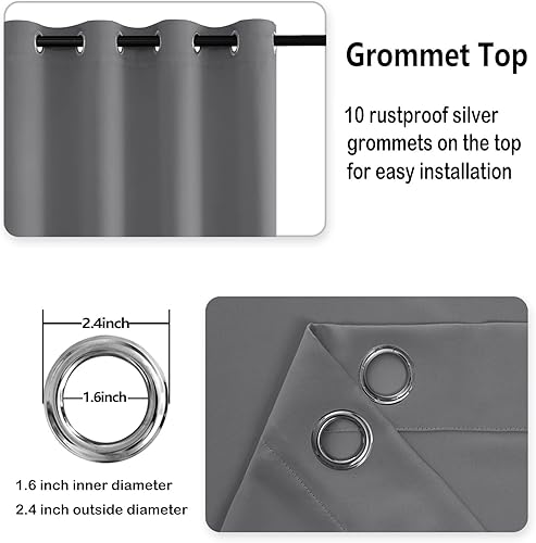 Miniatura 5 de DWCN Cortinas opacas grises para dormitorio, 60 x 84 pulgadas de largo, cortinas de ventana para oscurecer la habitación, aislamiento térmico y