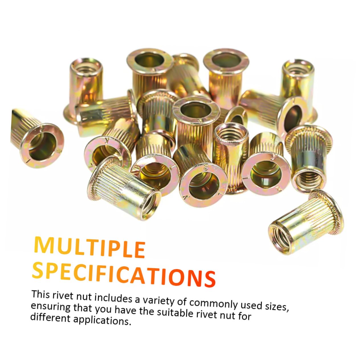 500 Pcs Carbon Steel Threaded Insert Rivet Nuts M3 M4 M5 M6 M8 M10 Assortment Kit for Metal Fastening Industrial Applications