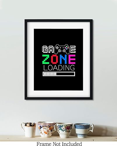 Miniatura 7 de Govivo Game Zone Loading - Impresión artística de decoración de pared con fondo negro - Obra de arte sin marco de 8 x 10 pulgadas con temática de