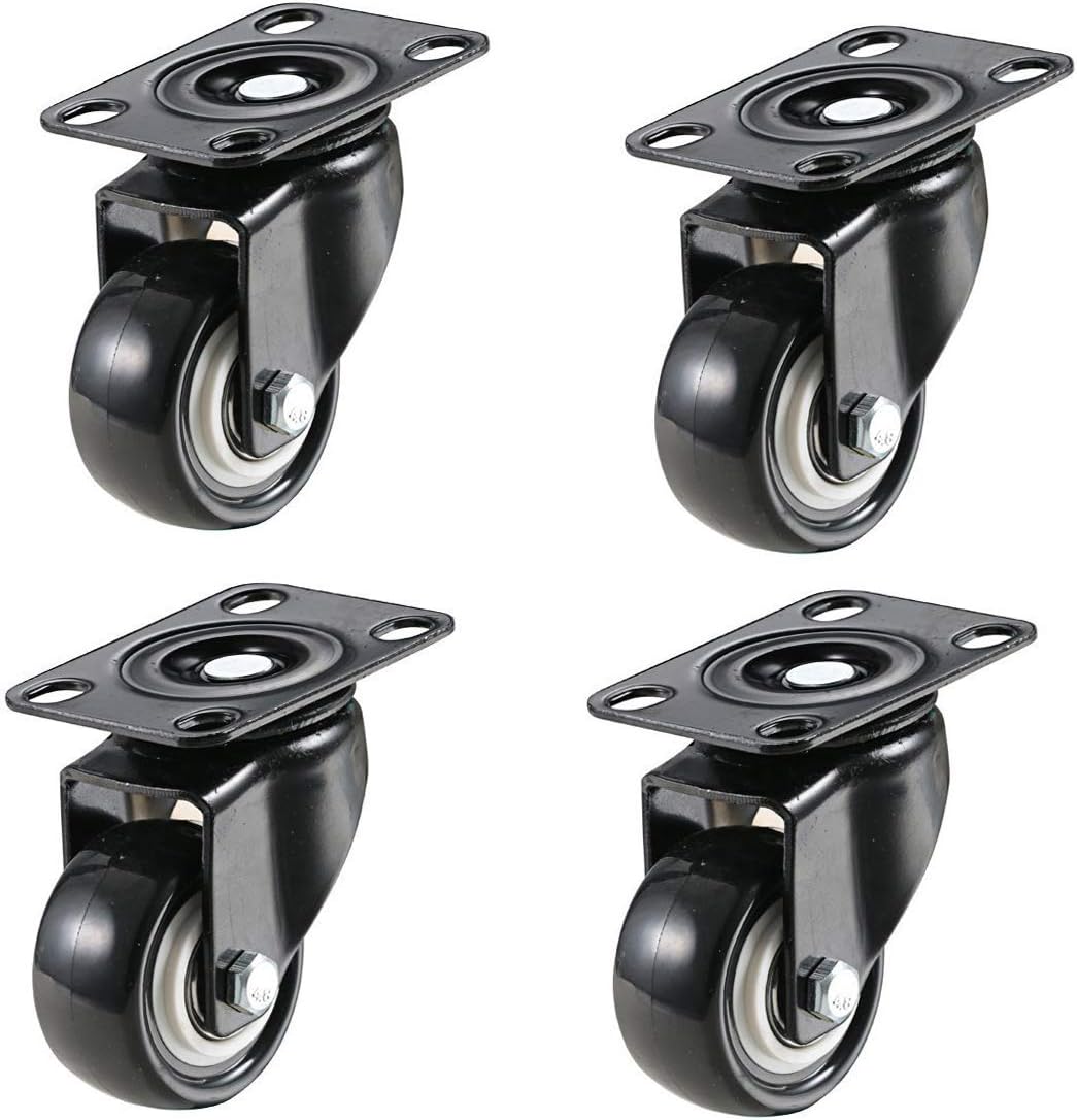 1.5" Swivel Caster Wheels with 360 Degree Top Plate and Polyvinyl Chloride No Noise Wheels,Heavy Duty - 330 Lbs Total Capacity for Set of 4 (without Brakes) by TLHOME