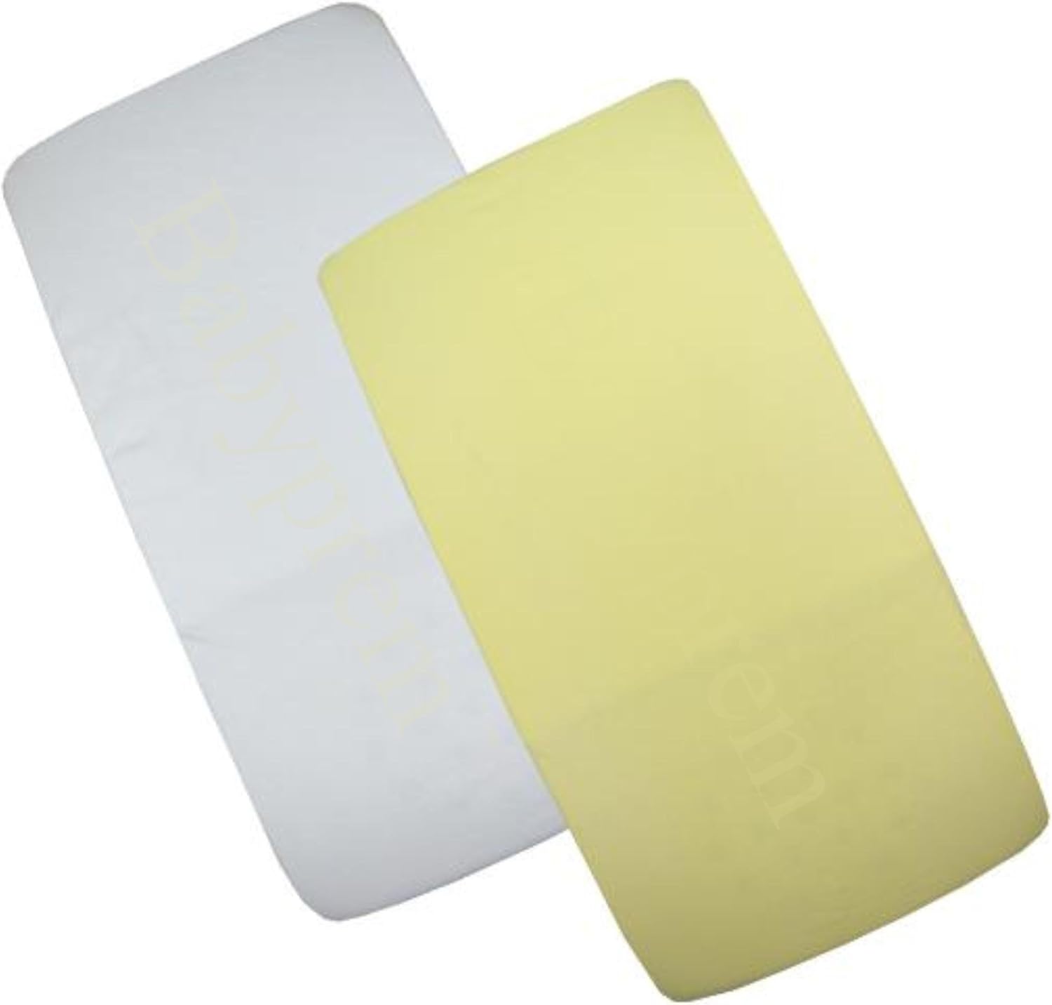 Babyprem Nursery 2 Fitted Cotton Cradle Mattress Sheets 17 X 33 White & Lemon Baby