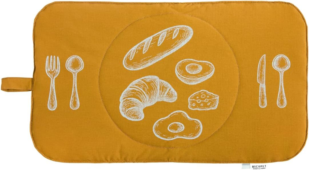 Quilted Pet Feeding Mat, Mustard Yellow, 11.8x19.7